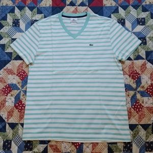 Lacoste Adult Striped V-Neck Tee